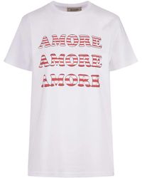 ALESSANDRO ENRIQUEZ - Amore print weiße baumwoll-t-shirt - Lyst