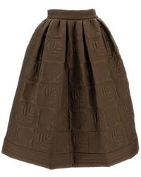 Moncler - Rokken ,Bruin ,Leer Gewatteerde Rok - Lyst