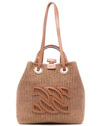 Casadei - Braune Leder Cabas Tasche - Lyst
