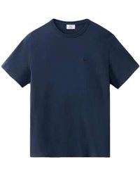 Woolrich - Tops ,Blauw ,Katoen Cotton Sheep T-Shirt Blauw - Lyst