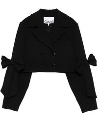 Ganni - Cropped Double-Breasted Blazer - Lyst
