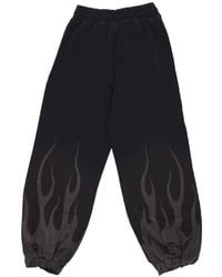 Vision Of Super - Broeken ,Zwart ,Katoen Zwarte Vlammen Fleece Trainingsbroek - Lyst