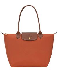 Longchamp - Ziegel Farbe Schultertasche Mit Reißverschluss - Lyst