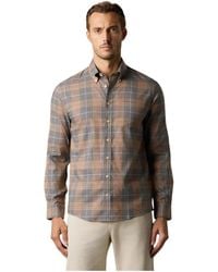 Brooks Brothers - Overhemden ,Katoen Slim Fit Non-Iron Geruit Stretch Twill Overhemd Met Button Down Kraag - Lyst