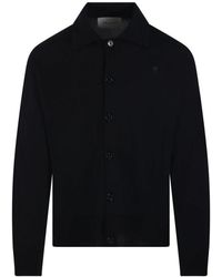 Ami Paris - Truien & Vesten ,Zwart ,Wol Adc Shirt Collar Cardigan Merino - Lyst