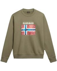 Napapijri - Hoodies & Sweatvesten ,Groen ,Katoen Groene Katoenen Trui Lange Mouw - Lyst