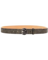Roberto Cavalli - Accessoires ,Zwart ,Leer Zwarte Leren Riem Met Logogesp - Lyst