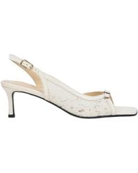 ESTRO - Schoenen ,Wit ,Leer Witte Slingback Sandalen Met Hak En Decoratieve Kant Voor Vrouwen - Lyst