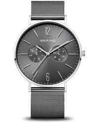 Bering - Accessoires ,Grijs ,Herenhorloge Klassiek Roestvrij Stalen Milanese Band Grijs 14240-308 - Lyst