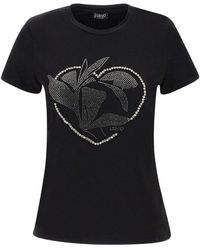 Liu Jo - Camiseta de algodón negra con estrás - Lyst