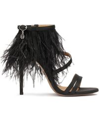 Kazar - Schwarze Stoffsandalen Mit Federn Verziert - Lyst