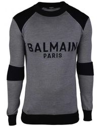 Balmain - Schouder Gebreide Trui Met Ribbels - Lyst