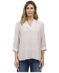 Caliban - Overhemden ,Wit ,Katoen Lange Mouw Blouse - Lyst