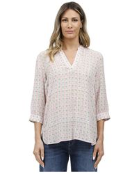 Caliban - Overhemden ,Wit ,Katoen Lange Mouw Blouse - Lyst