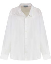 Prada - Klassieke Witte Lange Mouwen Katoenen Overhemd - Lyst