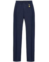 Manuel Ritz - Broeken ,Blauw ,Linnen Drawstring Linnen Broek - Lyst