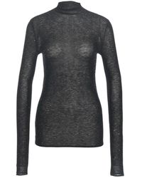 Pinko - Zwarte Top Met Hoge Hals En Glitterafwerking - Lyst