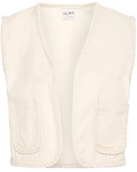 Ichi - Open-Front Cropped Vest Berk - Lyst
