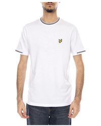 Lyle & Scott - Tops ,Wit ,Katoen Birdseye Half Tipped T-Shirt - Lyst