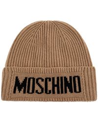 Moschino - Accessoires ,Bruin ,Wol Pet Met Logo - Lyst