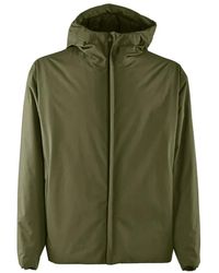 Herno - Jassen ,Groen ,Groene Gewatteerde Jas Met Capuchon En Rits - Lyst