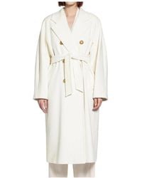 Max Mara - Witte Wol Kasjmier Jas Met Oversized Pasvorm - Lyst