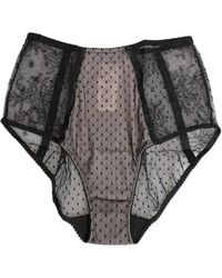 Dolce & Gabbana - Ondergoed ,Zwart ,Zwarte Sheer Polka Dot Kant Briefs - Lyst