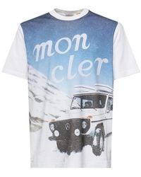 Moncler - Tops ,Wit ,Katoen Witte Katoenen Jersey T-Shirt Met Choker - Lyst