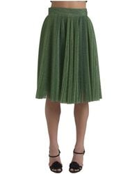 Dolce & Gabbana - Metallic High Waist A-Line Pleated Skirt - Lyst