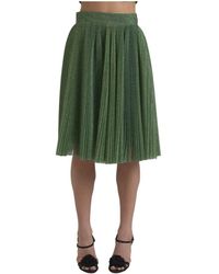 Dolce & Gabbana - Grüner Metallic A-Line Midi Rock - Lyst