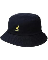 Kangol - Accessoires ,Blauw ,Katoen Blauw Gewassen Katoenen Bucket Hoed - Lyst