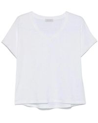 Le Tricot Perugia - Weißes Sequined Trim V-Ausschnitt T-Shirt - Lyst