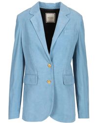 Tagliatore - Jassen ,Blauw ,Leer Sophie Single-Breasted Suede Blazer - Lyst