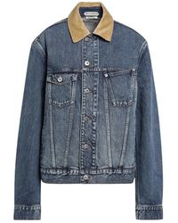 JW Anderson - Jassen ,Blauw ,Denim Denim Jas Met Corduroy Kraag - Lyst