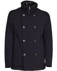 Montecore - Jassen ,Blauw ,Leer Double-Breasted Jas - Lyst
