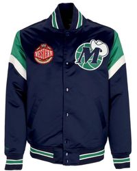 Mitchell & Ness - Jassen ,Blauw ,Polyester Dallas Mavericks Bomberjack Nba Teamkleuren - Lyst