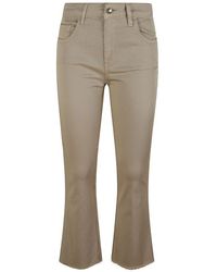 Fay - Beige stretch baumwolle fransensaum hose - Lyst