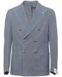 Lubiam - Jassen ,Blauw ,Katoen Double-Breasted Jacket - Lyst