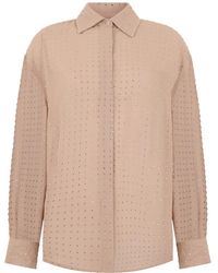 Pinko - Overhemden ,Polyester Georgette Blouse Met Strass-Steentjes - Lyst