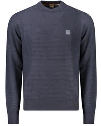 HUGO - Blauer Baumwoll Herren Pullover - Lyst
