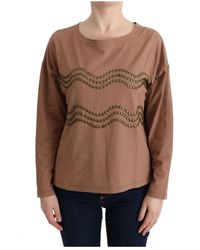 John Galliano - Brauner Baumwollpullover Mit Rundhalsausschnitt - Lyst