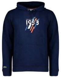 Lacoste - Hoodies & Sweatvesten ,Blauw ,Katoen Blauwe Krokodil Logo Sweater - Lyst