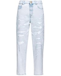 Pinko - Leichte mom-fit jeans mit rissen - Lyst