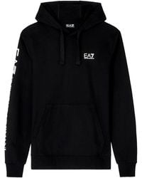 EA7 - Hoodies & Sweatvesten ,Zwart ,Katoen Train Logo Series Hoodie - Lyst