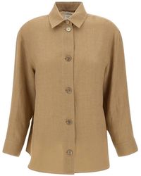 Max Mara - Overhemden ,Bruin ,Linnen Bruine Linnen Overhemd - Lyst