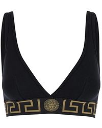 Versace - Tops ,Zwart ,Katoen Zwarte Sportbeha Met V-Hals - Lyst