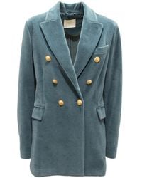 Circolo 1901 - Samt Doppelreiher Jacke Mineral Farbe - Lyst