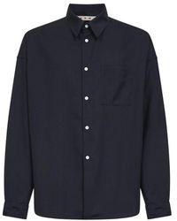 Marni - Overhemden ,Blauw ,Virgin Wool Shirt - Lyst