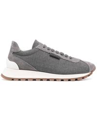 Brunello Cucinelli - Braune sneakers mit monili-dekoration - Lyst