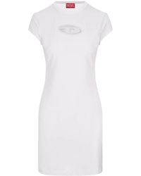 DIESEL - Witte Geborduurde Katoenen Jurk - Lyst
